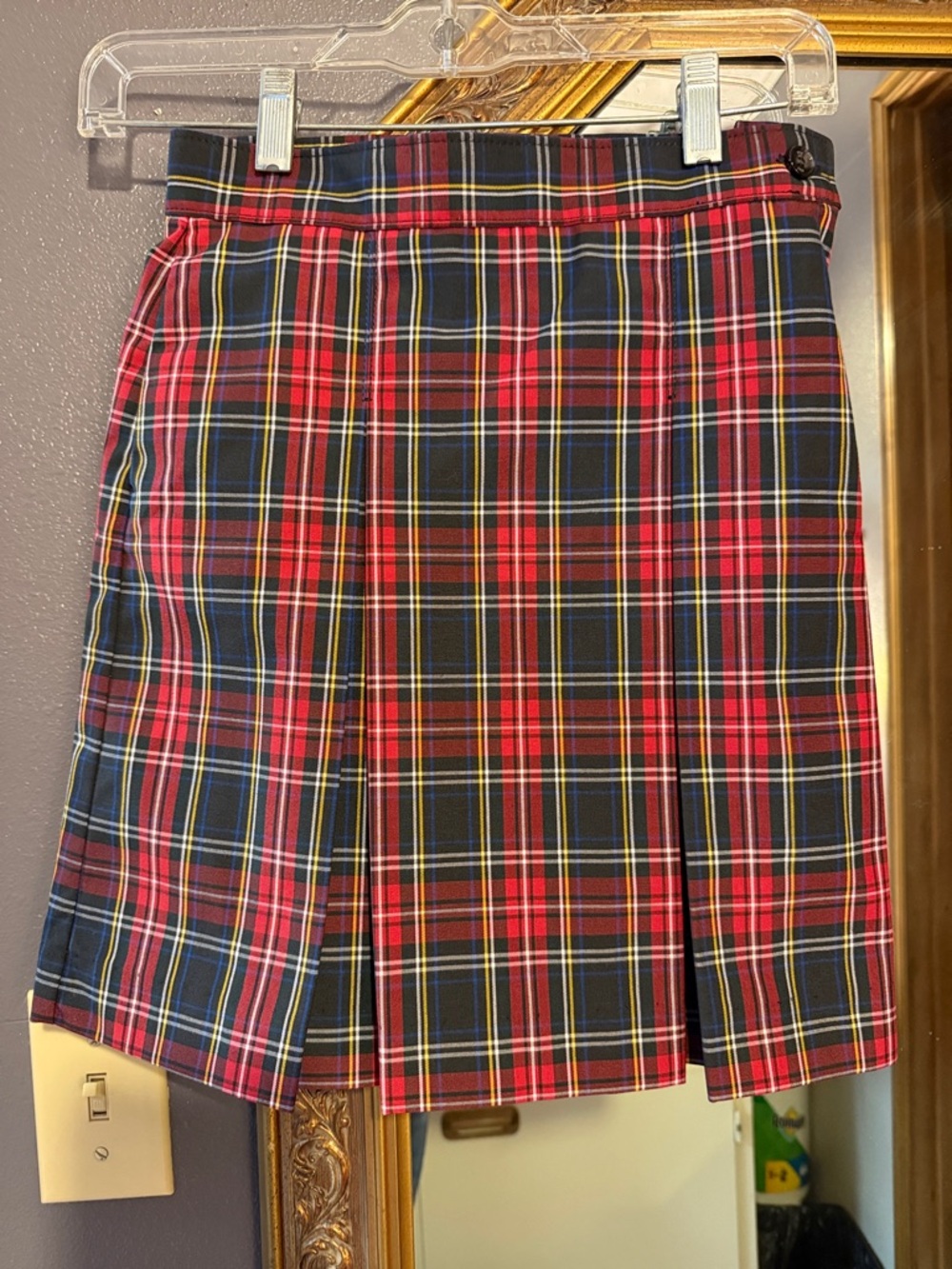 Girls' Red Plaid Pleated School Skirt - Classic A-Line